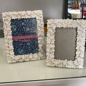 White and gold floral picture frames